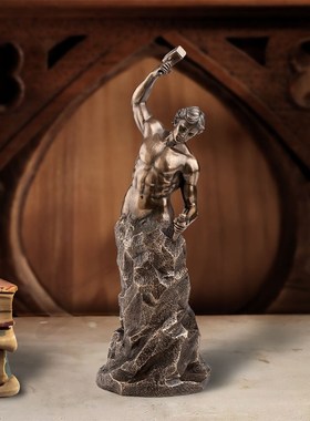 艺术人物雕像摆件 自我雕塑励志人物工I艺品摆饰 办公室书房摆件