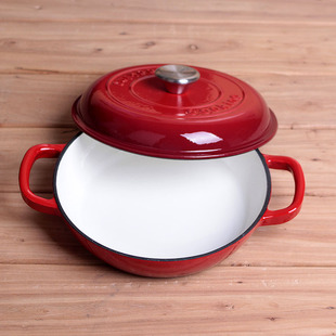 铸铁珐琅锅煎炒烹炸锅搪p瓷锅煲汤锅海鲜焖锅礼品锅加厚不粘锅22c