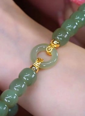 铜合金无镶嵌喜j事临门平安寓意扣手炼女轻奢覆古百搭闺蜜