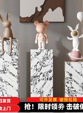 岩板立柱过道走廊入户玄关落地摆C件大理石底座装饰品摆台置物架