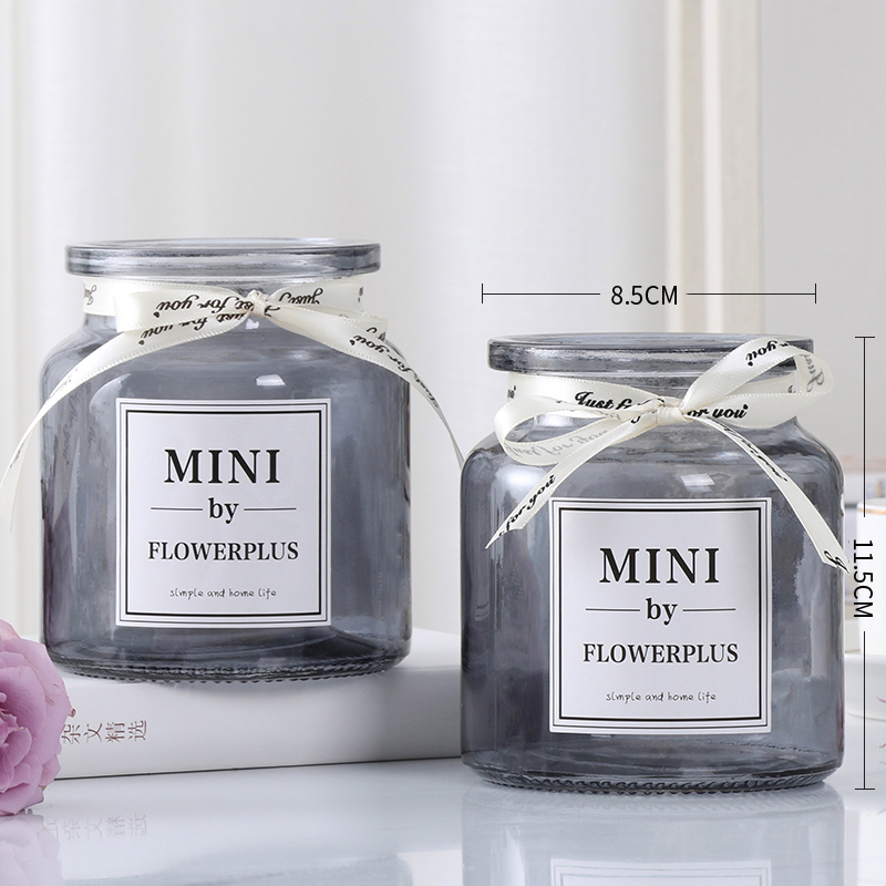 创意简约透明玻璃花瓶水培植物小清H新风信子绿萝观音竹插花瓶