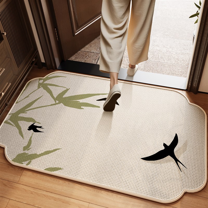 新中式入户地垫异k形亚麻入户门地毯葫芦地毯防滑垫大门口进门垫