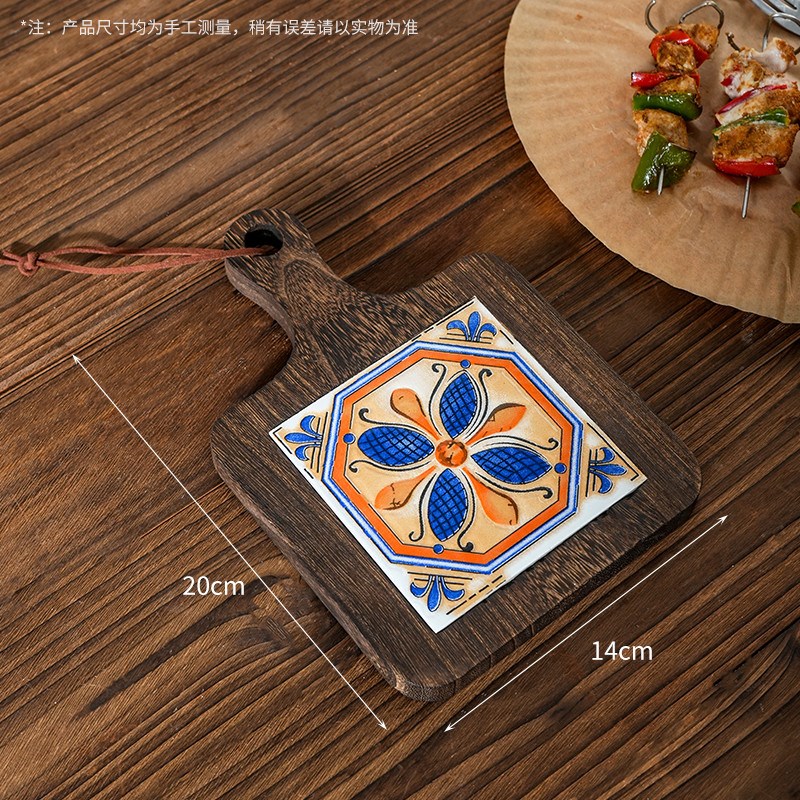 隔热垫陶c瓷耐高温覆古实木花砖把手垫中式高级感餐桌防烫砂锅