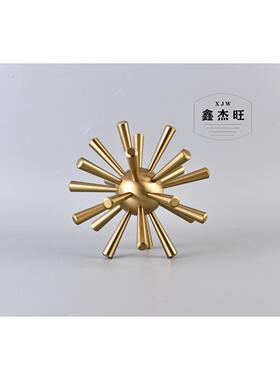 现代简约创意金属铝件刺球海胆球轻奢装饰品家居软装电视柜摆件