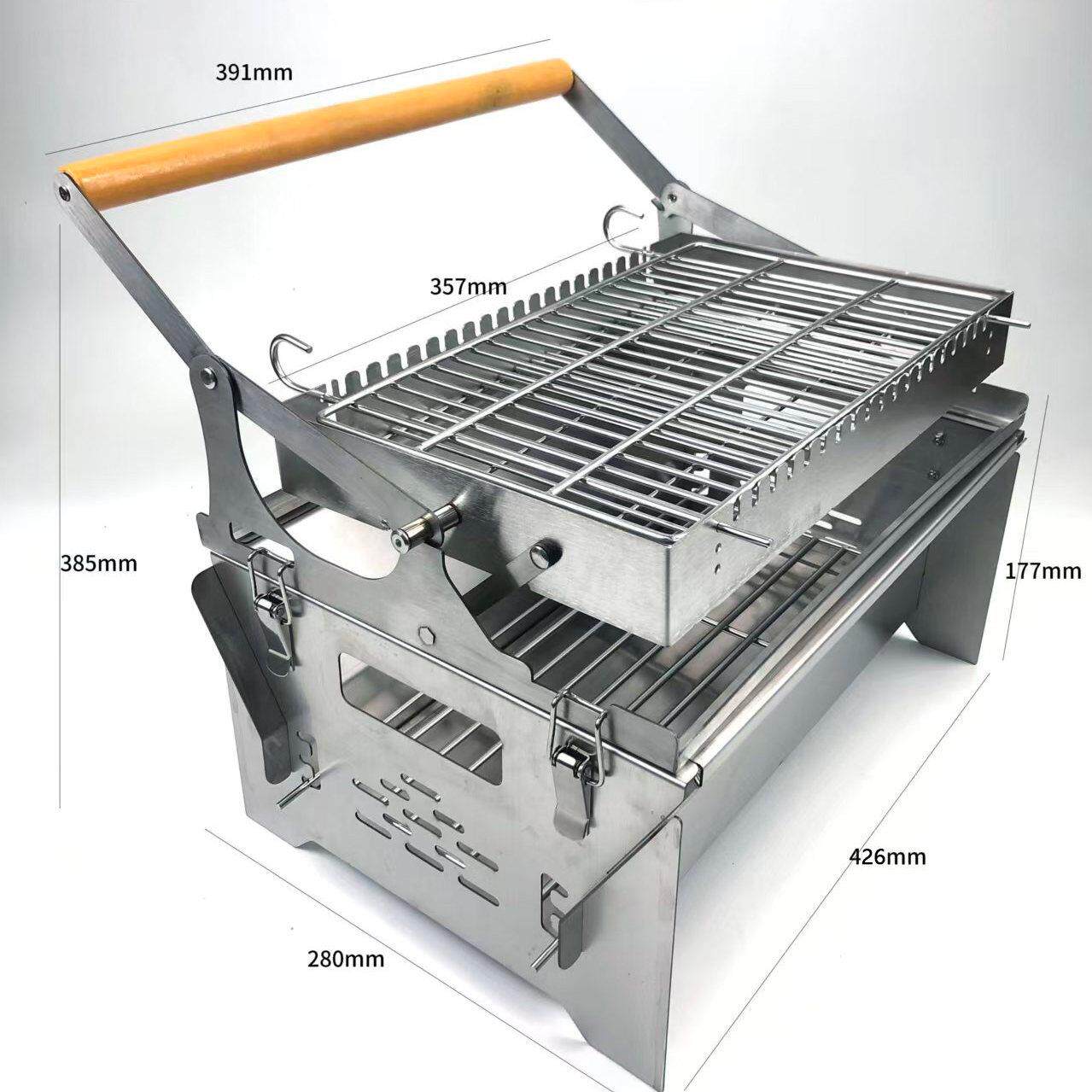 【翻转烧烤架】户外露营家用庭院BBQ烤肉炉加厚不锈钢旋转可携式