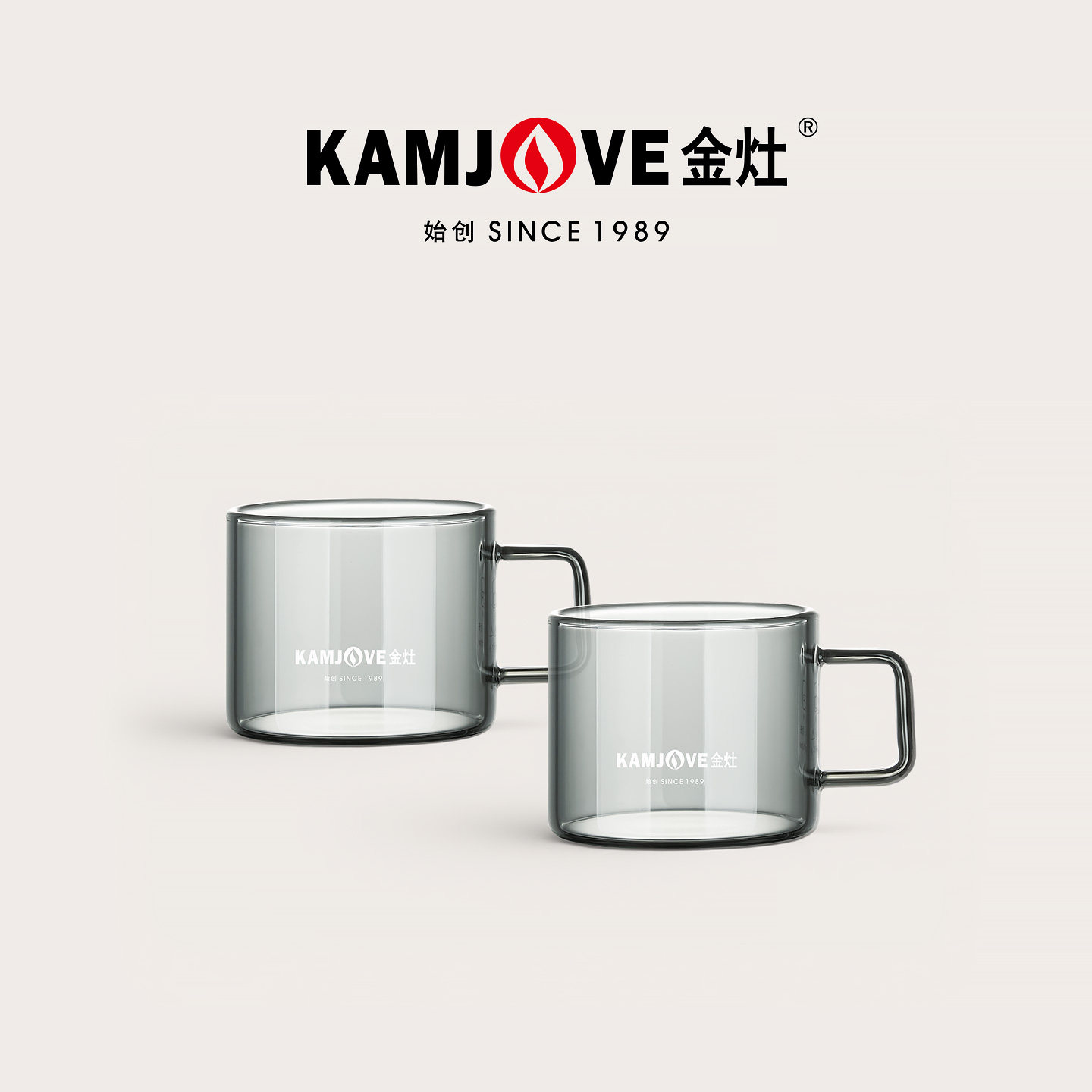 金灶K-106H灰色玻璃杯家用喝水杯子高档品茗杯办公室泡茶专业套