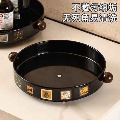 中古风碳钢厨房调味料旋转置物架2025新款中古风多功能大容量台面