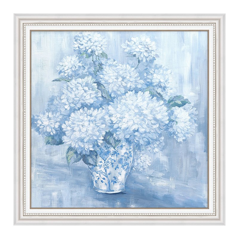 新中式青花瓷客厅装饰画奶油风静物花卉丙烯手绘油画玄关餐厅挂画图片