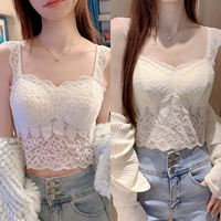 A white, pure and simple halter top for women with a chest pad, worn inside and outside with a lace beautiful back base, a short sleeveless top for summer thumbnail 7