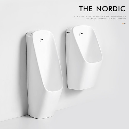 酒店化妆室小g便斗自动感应一体落地式陶瓷小便池壁挂男士小便器