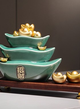 招财聚宝盆摆件新中式家居客厅办公室博古架高档装饰品乔迁礼物