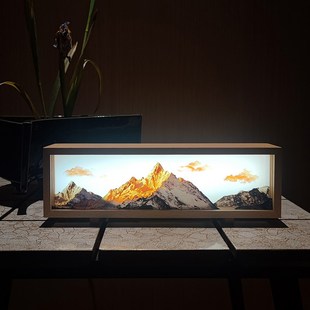 梅里雪山日照金山创意摆件乔迁桌搭情人节生日礼物桌Y面小夜氛围