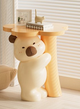 卡皮巴拉边几客i厅落地摆件沙发床头旁乔迁新居礼物可爱卡通茶几