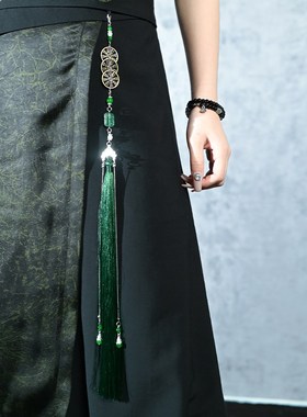 古怪舍山风逐玉新中式流苏禁步腰佩挂L饰山鬼花钱吊坠压襟配