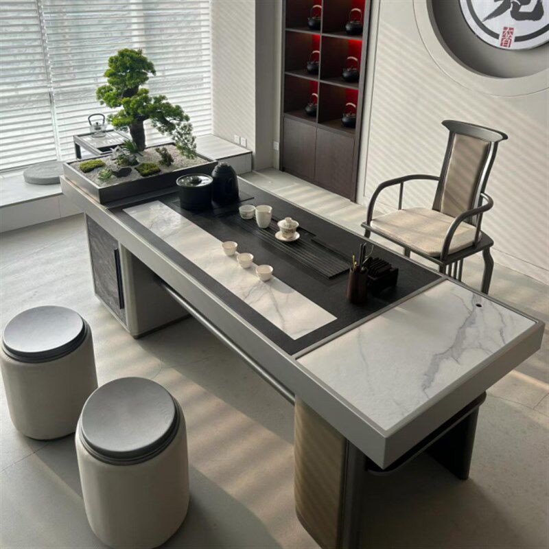 新中式禅意白蜡木茶桌椅组合轻奢实木茶台休闲茶室烧水一体泡茶桌