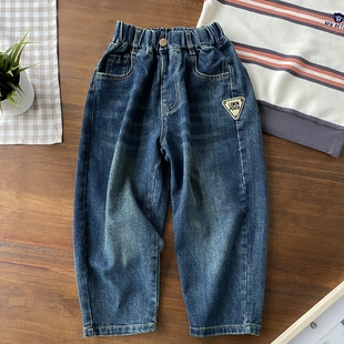 男童松紧腰春秋长裤 柔软有型两不误 宽松锥形牛仔裤