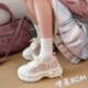 厚底鞋 2025春夏新款 女小个子松糕鞋 内增高8cm网面透气帆布小白鞋