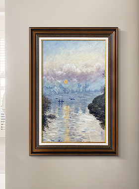 入户玄关挂画美式复古进门走廊壁画背景墙名画建筑客厅欧式装饰画