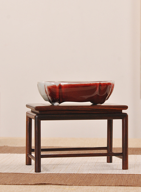 大红酸枝实木禅意新中式花瓶茶壶香炉创意盆栽展示桌面摆件花几托