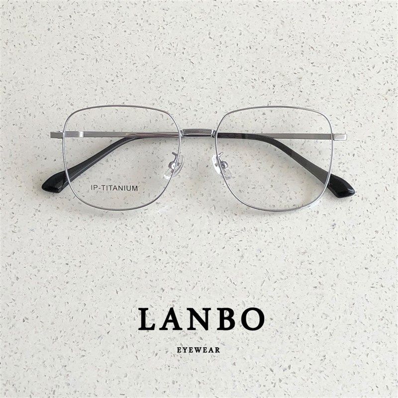 超轻钛架11g不规则多边形眼镜框架男潮方框银色近视女大框显脸小