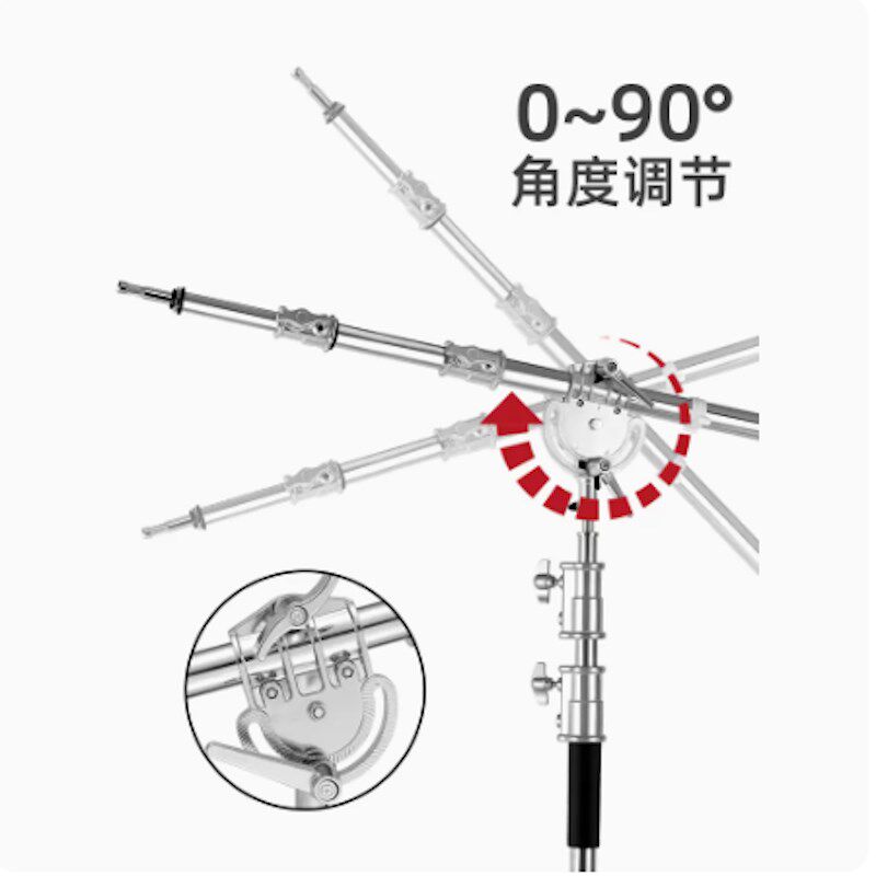 灯架影棚补光闪光灯加粗厚横杆顶灯架不锈钢悬斜臂支架横臂大管径