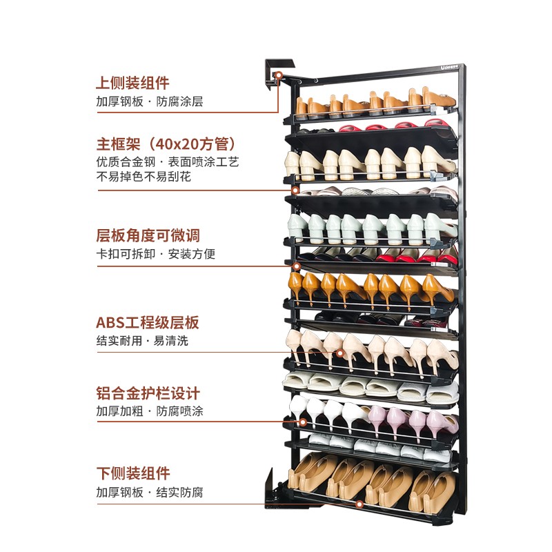 2021年新款旋转鞋架家用多层定制五金90度翻转侧装大容量玄关鞋柜