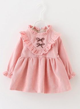 女童连衣裙秋冬加绒裙子婴儿韩版女宝宝公主裙1-2-3-4岁0冬装洋气