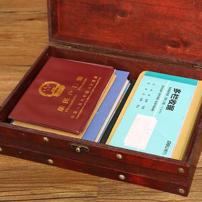 复古木质收纳盒带锁密码盒信件卡片百宝箱小木箱储物木盒子封存盒