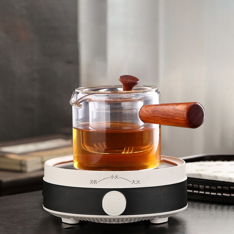孟瀚玻璃煮茶壶实木侧把壶办公室电陶炉煮茶器套装茶炉过滤泡茶壶
