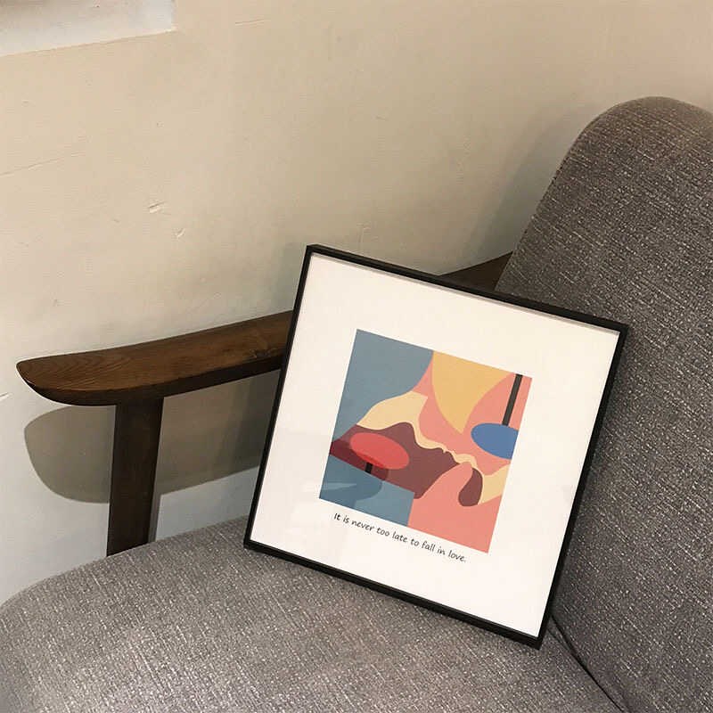小众挂画北欧客厅装饰画ins风格撞色块抽象家居创意方形卧室餐厅图片