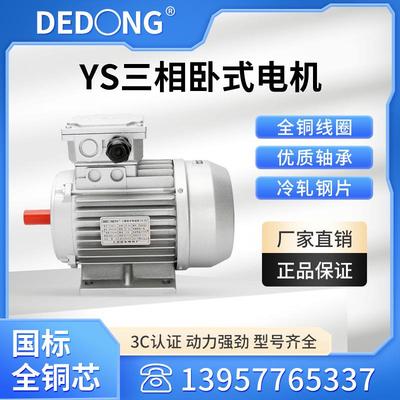 上海德东 铝壳感应三相异步交流电动机YS系列600W-3KW 纯铜标准