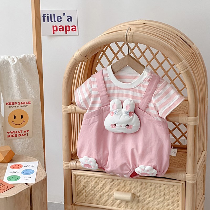 婴儿连体衣夏装超萌6-12个月公主女宝宝衣服可爱薄款三角包屁哈衣