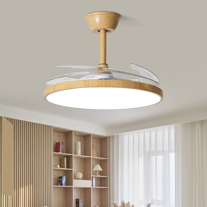 北欧隐形风扇灯吊扇灯客厅餐厅卧室静音日式护眼全光谱家用电扇灯