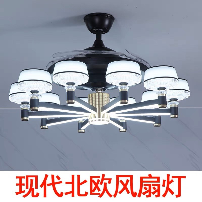 豪华客厅吊灯2023新款风扇灯球形仿古大风力可移动餐厅专用厨房