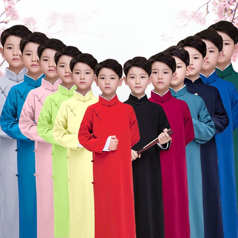 说书人合唱表演出服儿童民国长衫长袍马褂男女童快板舞台相声大褂
