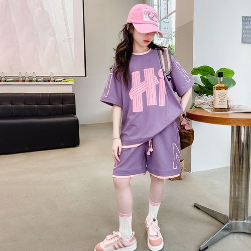 女童夏季短袖短裤套装2024新款时髦女大童夏装儿童休闲运动两件套