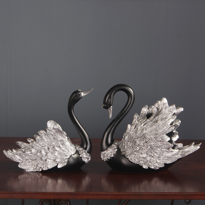 欧式客厅高级感小众摆件 情侣黑天鹅装饰品时尚家居好物 新婚礼品