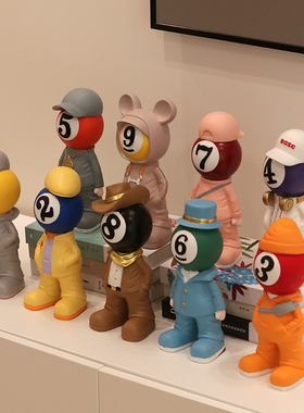 创意台球小子玄关摆件公仔装饰品客厅电视柜台球厅俱乐部开业礼物