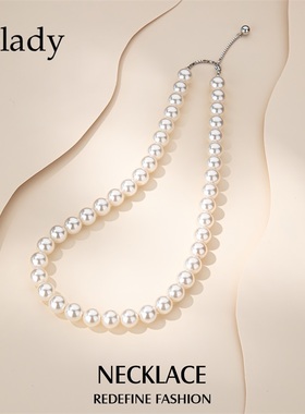 纯银珍珠项链2024新款爆款颈链女款高级感轻奢小众毛衣链配饰首饰