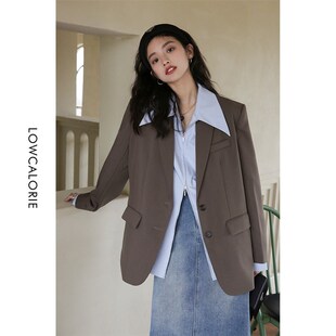 时尚 老陈同学 2023年新款 外套女春季 百搭小个子休闲西服 咖色西装