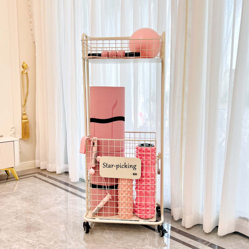 瑜伽用品收纳架家用运动器材置物架球拍篮球收纳筐多功能收纳神器