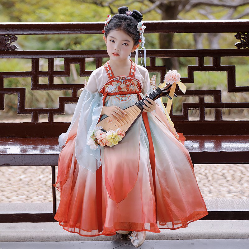 【锦鲤】汉服女童春秋新款出游超仙公主裙襦裙新中式古装连衣裙