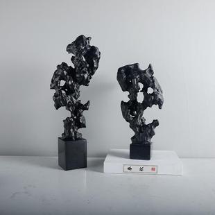 新中式现代珊瑚大理石底座摆件书柜书房博古柜桌面软装艺术摆设