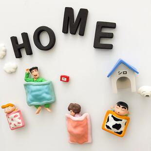 创意蜡笔小新冰箱贴睡眠中的一家人家居装饰贴洞洞板留言磁吸磁性