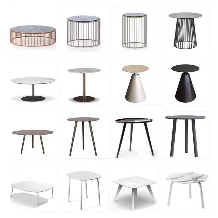 户外室内阳台茶几圆形边几实木餐桌样板房藤编小角几岩板实木柚木