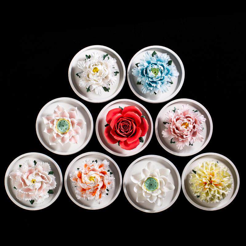 纯手工非遗陶瓷牡丹花荷花玫瑰花莲花山茶花仿花客厅书房摆件婚庆