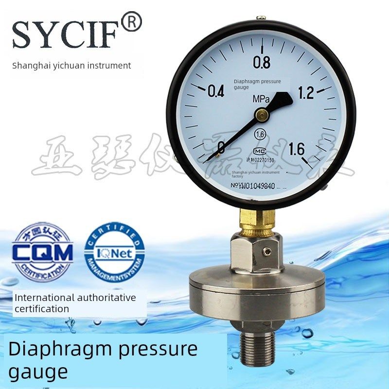 Ytp-bMl-100 0-0.6/1/1.6/2.5Mpa螺纹连接膜片压力表