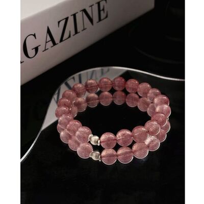 Resonarth「模数 ·MOD-12噪点」天然草莓晶手串工业美学招桃花