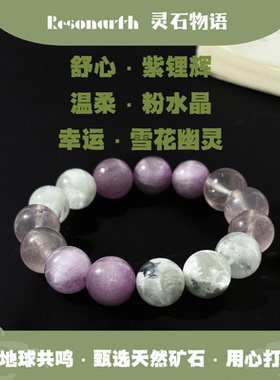 Resonarth「静雪入心」紫锂辉雪花幽灵马粉水晶温柔知性女手串