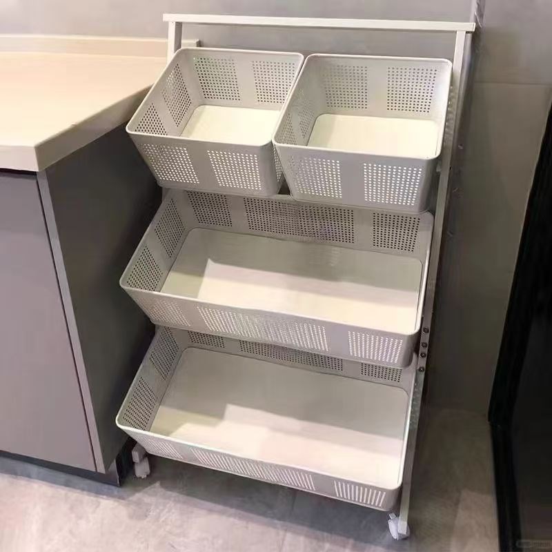 金属置物架多层落地可移动厨房菜篮子放水果蔬菜收纳多功能小推车